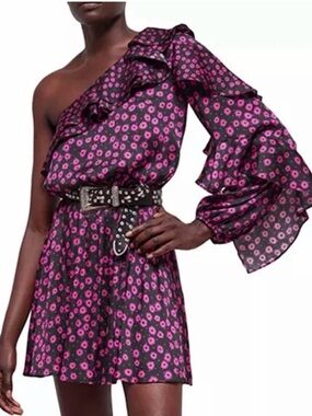 NWT The Kooples Floral One-Shoulder Dress $295 New Size FR 0 US 2-4